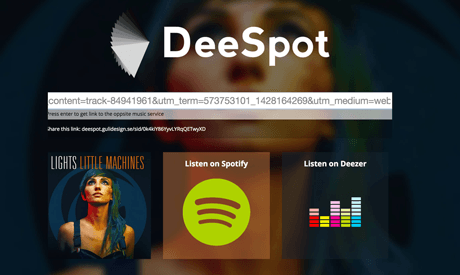 Deespot, en webbtjänst för att enkelt dela låtar mellan streamingtjänster